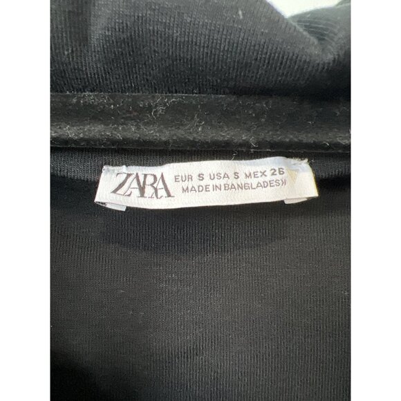 Zara Mini Dress Size Small Knot Front Black Stretch Cotton Blend Revenge Dress - Picture 6 of 11